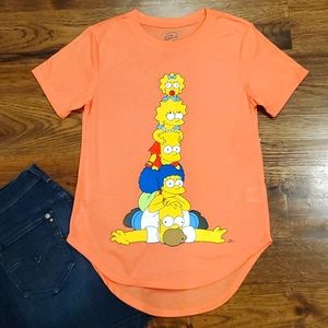 Womens The Simpsons peach graphic short sleeve tshirt size XS